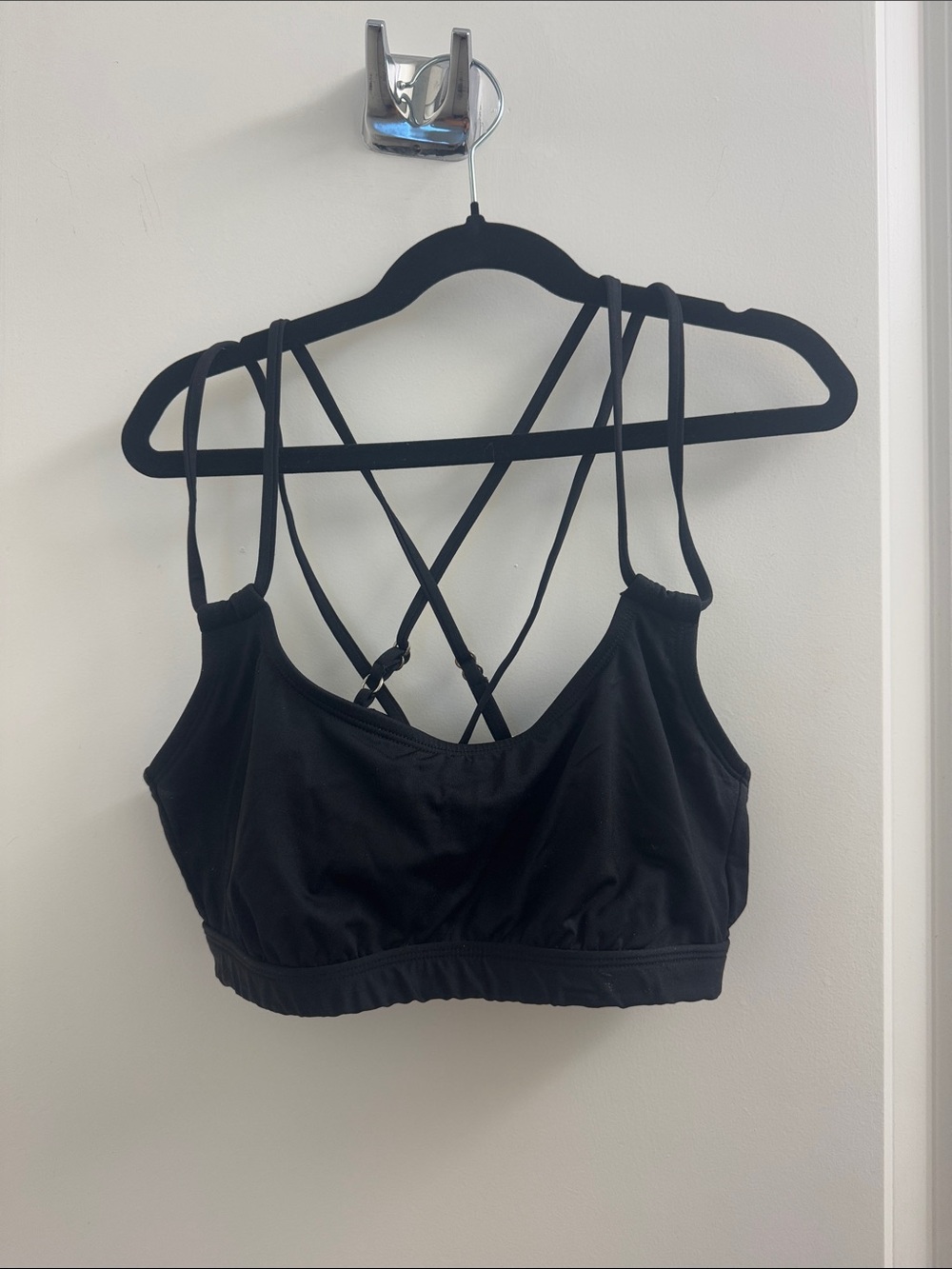 Black Strappy Sporty Swim Bralette - Light Support